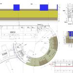 Architektonische CAD-Zeichnung für einen maßgeschneiderten Tresen, inklusive Seitenansicht und Schnitt