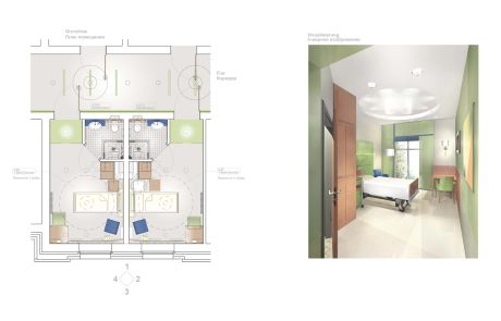Innenarchitektur Patientenzimmer Krankenhaus, Raumkonzept Krankenhaus