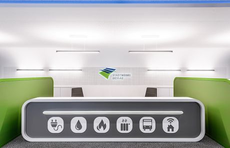 modernes Bürodesign, Planung und Gestaltung Empfangstresen