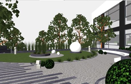 Visualisierung Gartenplanung Firmengebäude