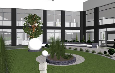Visualisierung der Gartengestaltung für das Firmengebäude