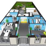 Visualisierung der Innenraumplanung für das Großraumbüro