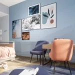 Komfortables Wahlleistungszimmer im Krankenhaus mit modernen Möbeln und Wandbildern