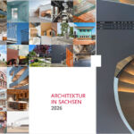 Titelseite des Architekturkalenders 2026 mit modernen Bauwerken aus Sachsen